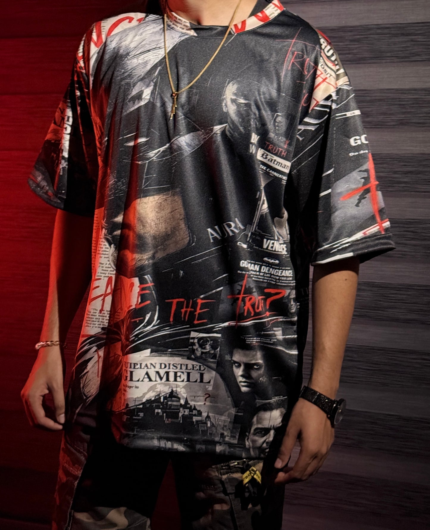 Aura x Batman Unisex AOP Oversized Tee