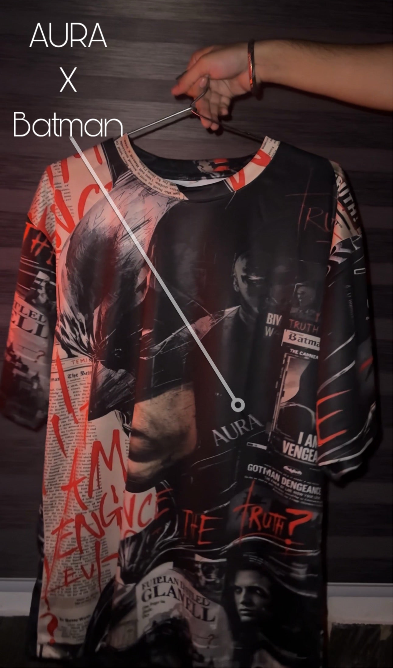 Aura x Batman Unisex AOP Oversized Tee