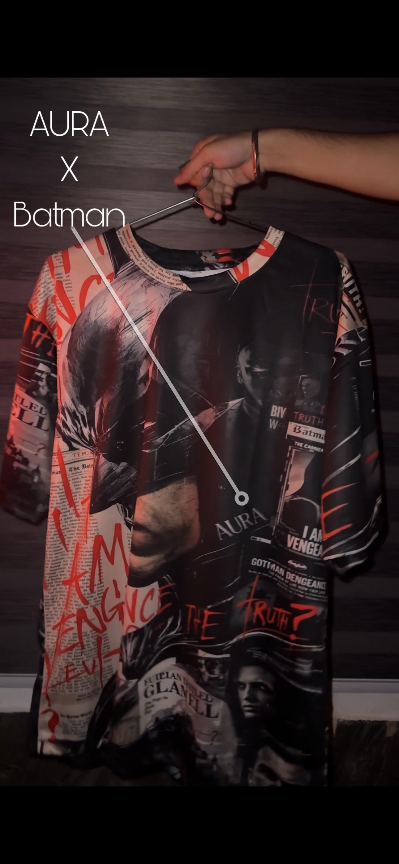 Aura x Batman Unisex AOP Oversized Tee